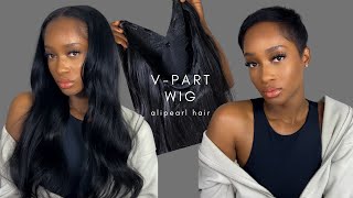 Quick Natural Vpart Wig Install On Short Hair Ft Alipearl hair [upl. by Nosnaj]