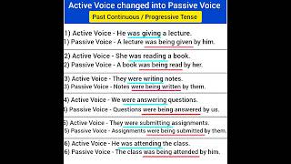 passive voice active voice changed into passive voice past continuous  progressive tense [upl. by Cherian]