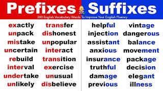 Prefixes and Suffixes 200 English Vocabulary Words To Improve Your English Fluency [upl. by Omora]