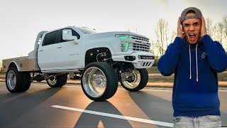 Lifted Chevy Dually on 30s Gets CUSTOM FLATBED [upl. by Heda848]