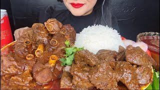 ASMR EATING SPICY MUTTON CURRYKALEJI CURRYWHITE RICESALAD FOOD VIDEOS [upl. by Zechariah]