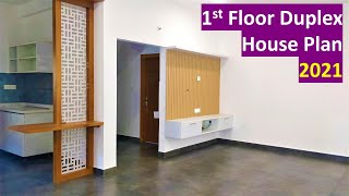 East Facing Duplex House 1st Floor Planning and Tour Living Pooja and a Master Bedroom [upl. by Adnolrehs987]