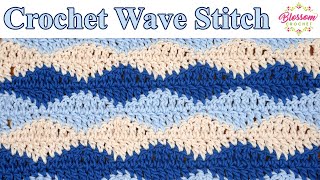 Simple Crochet  Wave Stitch Blanket • Blossom Crochet Tutorial [upl. by Hugon]