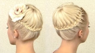 Crown braid tutorial Prom updo hairstyle for medium long hair [upl. by Vin]