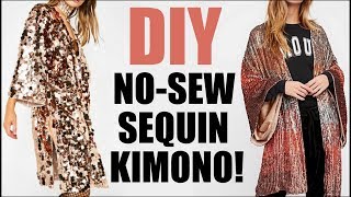 DIY How To Make a NOSEW Sequin Kimono  COACHELLA vibes By Orly Shani [upl. by Ainsley402]