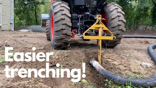 Easier way to trench WITHOUT a backhoe Making use of the Kioti with a subsoiler [upl. by Pepper]