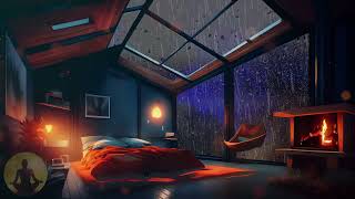 Heavy Rain Sounds For Sleeping  Rain and Fireplace Sounds at Night for Sleeping Reading [upl. by Ivel]