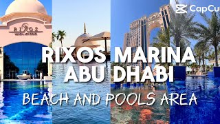 Rixos Marina Abu Dhabi beach and pool area June 2024 [upl. by Oirretna689]