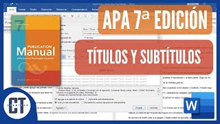 TITULOS y SUBTITULOS Normas APA 7ma EDICION [upl. by Malet]