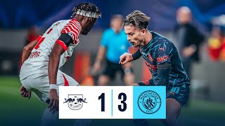 Highlights  Leipzig 13 City  Uefa Champions League  ALVAREZ AND DOKU LATE SHOW GIVES CITY WIN [upl. by Eikcaj]