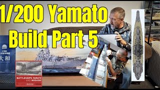 1200 Yamato Battleship BUILD PART 5 Trumpeter Monochrome モノクローム 1200 大和 quotJoining Ship Hullquot [upl. by Learsi926]