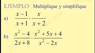 Multiplicación de fracciones algebraicas [upl. by Oitaroh]