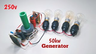 Free Electricity Energy 250v 50kw Generator With Speaker Magnetic Power And 100 Copper PVC Wire [upl. by Huff]