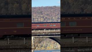 Amtrak 129 leads Amtrak 43 over the Rockville bridge with a PRR private car and nice crew 10262024 [upl. by Rovit298]