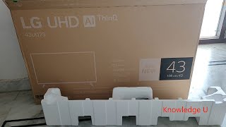 Smart LED TV LG 43 inch AI thinQ 43UQ75 Real UHD 4K resolution unboxing complete installation [upl. by Ynolem230]