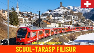 Winter Cab Ride ScuolTarasp  Filisur Rhaetian Railway Switzerland train drivers view in 4K [upl. by Nodnil]