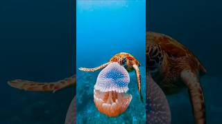 समुद्री कछुआ क्या खा रहा है Tortoise wildlife viralvideo whale hunting fish nature youtube [upl. by Bradleigh]