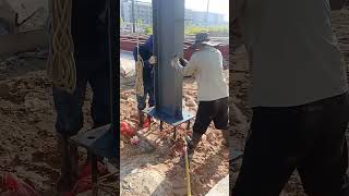 Steel structure pillar installation process for the factory [upl. by Meelak]