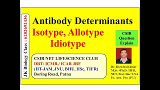 Isotypes allotypes amp idiotypes  Types of antibody determinants  Video lecture by Dr Jitendra Kr [upl. by Ledarf]