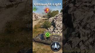 WOT  Chimera shoots HE Missile to back Bisonte C45 in Cliff Onslaught Light [upl. by Ahsyekal]