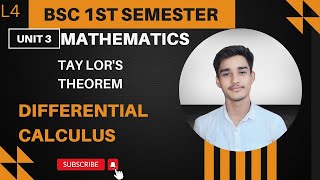 L4 BSc1st Semester MathematicsDifferential Calculus Unit 3 l Taylor s theorem l borels [upl. by Ateval]