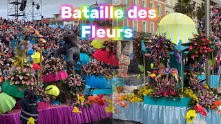 Carnaval de Nice 2024 Bataille des fleurs [upl. by Aerdnaed]