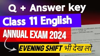 Class 11 english answer key with question paper for annual exam 2024  morning shift doecbse [upl. by Ainevuol]