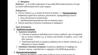 Pathology 2 lec 3  cellular adaptation Part 2 metaplasia and dysplasia [upl. by Caz]