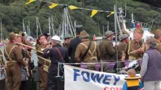 Fowey Regatta 2014 Flaming boatFowey Town Band [upl. by Allenaj]