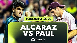 Carlos Alcaraz vs Tommy Paul INSANE CourtLevel Highlights 🤯  Toronto 2023 [upl. by Eentirb]