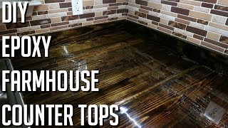 HOW TO BUILD FARM HOUSE COUNTER TOPS WITH REGULAR 2X8 LUMBER amp EPOXY RESIN CLEAR COAT [upl. by Senhauser2]