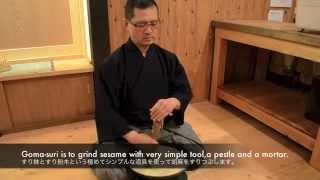 Gomasuri  Grinding sesame  Japanese Shojin Cuisine  Short version [upl. by Kean]