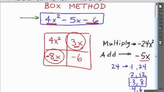 Factoring Quadratics Box Method [upl. by Moody]