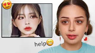 I Tried Following KOREAN Makeup Tutorial [upl. by Hadley]