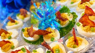 CANDIED BACON DEVILED EGGS  BBQ APPETIZER THAT HITS EVERY TIME [upl. by Anikram]