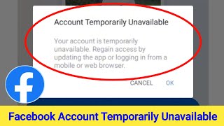 Facebook Account Temporarily Unavailable Problem Solve  Fix fb Account Temporarily Unavailable [upl. by Stormy]