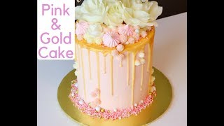 HOW TO  Pink and Gold Drip Cake [upl. by Jerol]