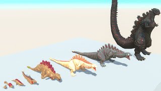 KamataKun of Evolution VS ALL Dinosaurs Fights Shingodzilla TRex Animals Battle Simulator ARBS [upl. by Ardehs309]