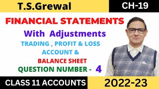 FINANCIAL STATEMENTS WITH ADJUSTMENTS Chapter19 TSGrewal Solution Question no4 Class 11 [upl. by Aicirtam]