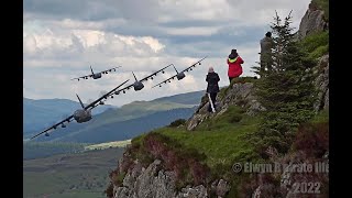 4 X USAF MC130 in close formation Low level in the Mach Loop [upl. by Bryn622]