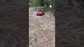 Mini Cooper Bobs Downstream During France Flooding [upl. by Eugene]