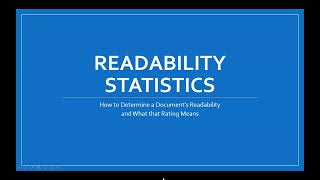 Readability Statistics  How to Assess Your Documents Readability and What that Means [upl. by Akeme]