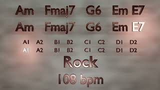 Backing Track in A Minor  Am Fmaj7 G6 EmE7  Rock  108 bpm [upl. by Ennayllek]