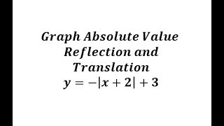 Graphing Absolute Value Functions Reflection and Translation [upl. by Neelya]