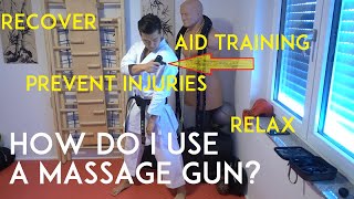 HOW DO I USE A MASSAGE GUN to aid my training to recover avoid injuries or just relax  TEAM KI [upl. by Rebak]