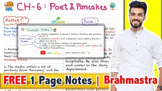 Poets and Pancakes  CH  6  FREE 1 Page Notes  PYQ Sample Paper Questions 2024🇮🇳 [upl. by Landes]