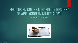 EFECTOS EN QUE SE CONCEDE UN RECURSO DE APELACION EN MATERIA CIVIL [upl. by Hendrick210]