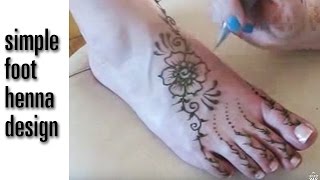 Simple Easy Mehndi Henna Foot Design  Flower and Vines [upl. by Leffert]