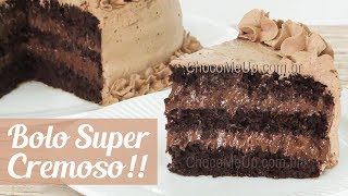 BOLO DE CHOCOLATE RECHEADO SUPER CREMOSO  Receita ChocoMeUp [upl. by Kutchins]