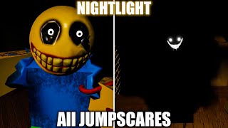 NEW Nightlight Horror Game All Jumpscares amp Monsters IN Roblox [upl. by Wulfe]